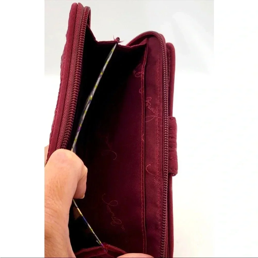 Vera Bradley Women's Red Quilted Zip-Around Wallet RFID Blocking